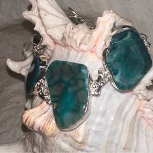 Sale * Ocean Solar Druzy Agate Handcrafted multi-gem statement bracelet